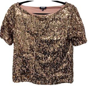 Tildon Sequin Top Blouse NWT - Nordstrom - Metallic Bubble Rose Gold Pink